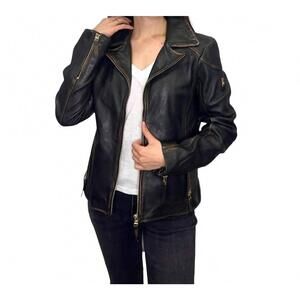 NEW MAURITIUS olivia rf leather jacket in vintage black
